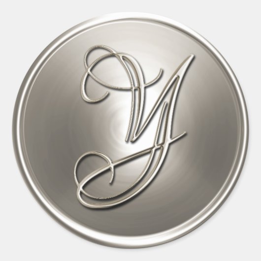 Silver Monogram Y Umschlag Aufkleber (Vorderseite)