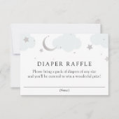 Silver Moon and Stars Diaper Raffelkarte RSVP Karte (Vorderseite)