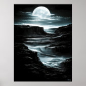 Silver Moon Canyon - Monochrome Nocturnal Poster (Vorne)