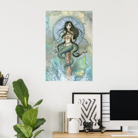 Silver Moon Mermaid Poster von Molly Harrison (Heimbüro)