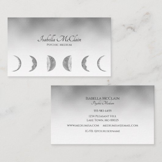 Silver Moon Modernes psychisches Medium Visitenkarte (Vorne/Hinten)