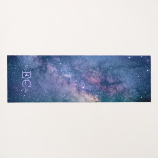Silver Moon Phases, Lila Galaxy Yoga Mat Yogamatte (Rückseite (Horizontal))