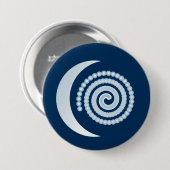 Silver Moon Spiral auf dunkelblau Button (Vorne & Hinten)
