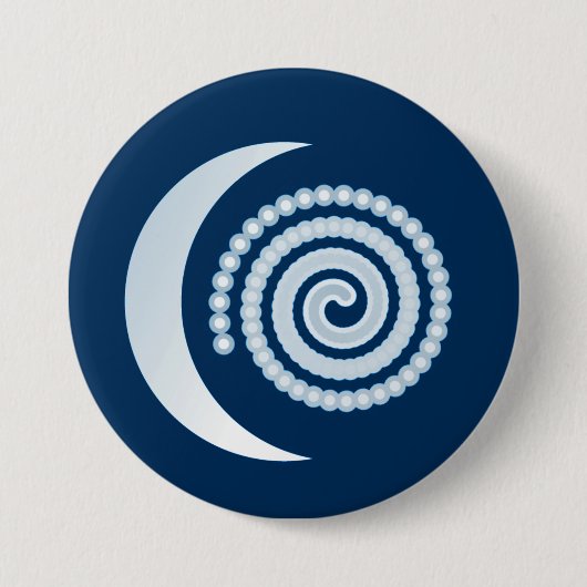 Silver Moon Spiral auf dunkelblau Button (Vorderseite)