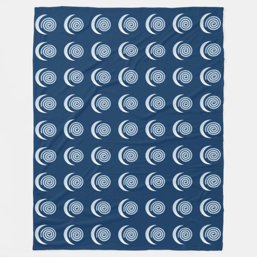 Silver Moon Spiral auf dunkelblau Fleecedecke (Vorderseite)