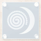 Silver Moon Spiral auf dunkelblau Glasuntersetzer (Rückseite)