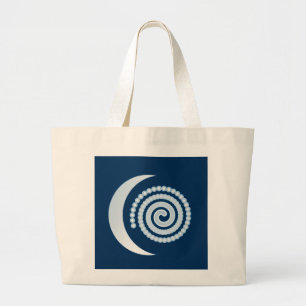 Silver Moon Spiral auf dunkelblau Jumbo Stoffbeutel