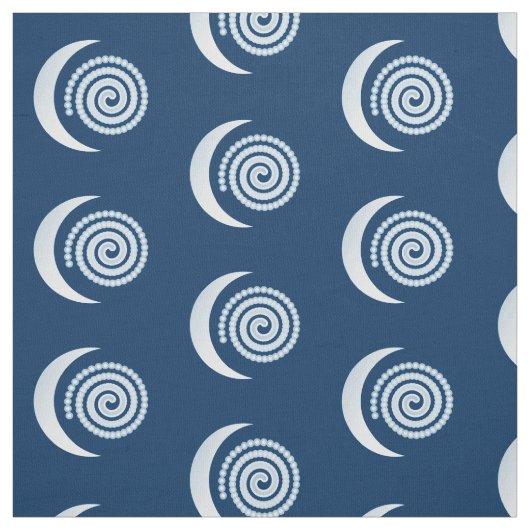 Silver Moon Spiral auf dunkelblau Stoff (Muster)