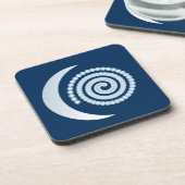 Silver Moon Spiral auf dunkelblau Untersetzer (Linke Seite)