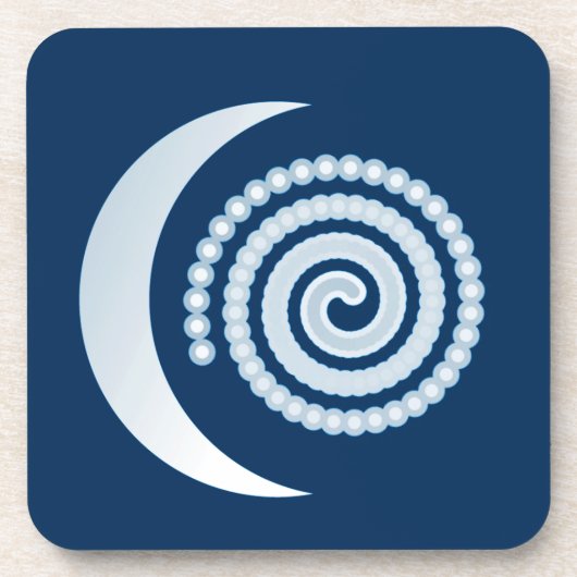 Silver Moon Spiral auf dunkelblau Untersetzer (Vorderseite)