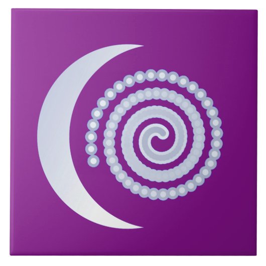 Silver Moon Spiral auf lila Fliese (Vorderseite)