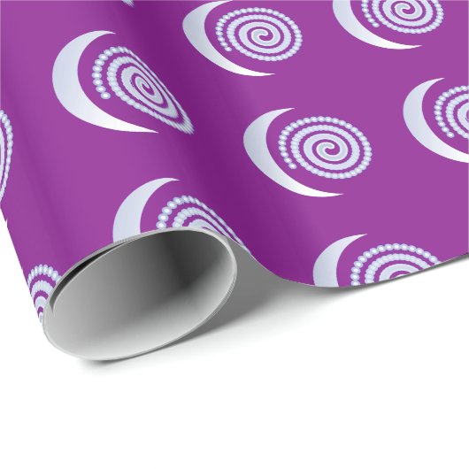 Silver Moon Spiral auf lila Geschenkpapier (Rolleneckpunkt)