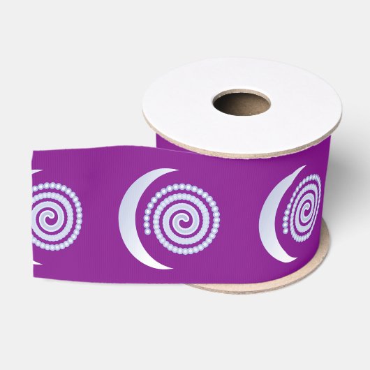 Silver Moon Spiral auf lila Ripsband (Spule)
