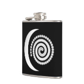 Silver Moon Spiral auf schwarz Flachmann (Links)