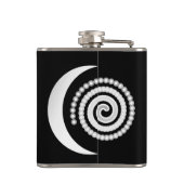 Silver Moon Spiral auf schwarz Flachmann (Rückseite)