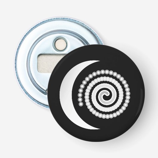 Silver Moon Spiral auf schwarz Flaschenöffner (Vorderseite)