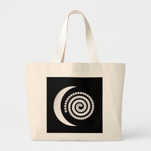 Silver Moon Spiral auf schwarz Jumbo Stoffbeutel (Vorne)