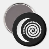 Silver Moon Spiral auf schwarz Magnet (Vorderseite/Rückseite)
