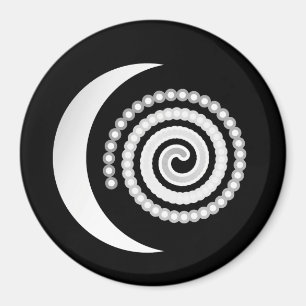 Silver Moon Spiral auf schwarz Magnet