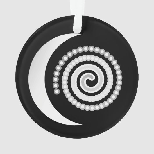 Silver Moon Spiral auf schwarz Ornament (Rückseite)