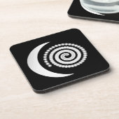 Silver Moon Spiral auf schwarz Untersetzer (Linke Seite)
