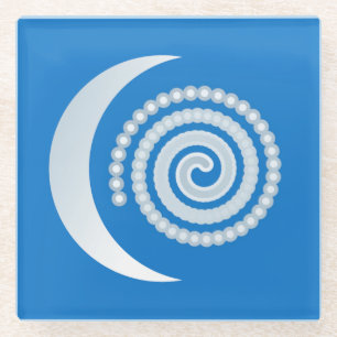 Silver Moon Spiral auf tiefblau Glasuntersetzer