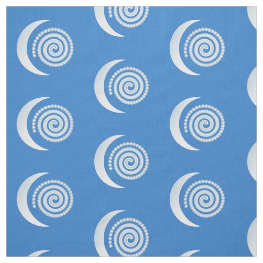 Silver Moon Spiral auf tiefblau Stoff (Muster)