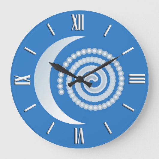 Silver Moon Spiral Große Wanduhr (Vorderseite)