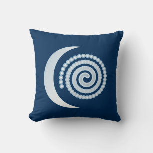 Silver Moon Spiral on indigo Kissen