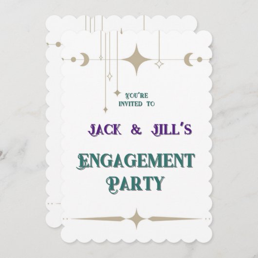 Silver Moon & Stars Einladung (Vorne/Hinten)