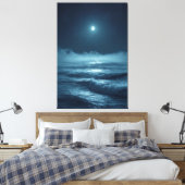 Silver Moonrise – Cinematic Ocean Under the Stars Leinwanddruck (Insitu (Schlafzimmer))