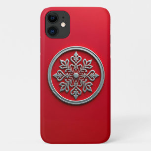 Silver Motif Circle on Red Case-Mate iPhone Hülle