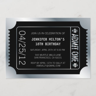 Silver Movie Ticket Einladung