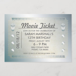 Silver Movie Ticket Einladung