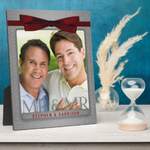 Silver Mr. & Mr. Gay Wedding Foto Frame Fotoplatte