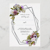 Silver Multicore Floral Geometric Wedding Folieneinladung (Vorderseite)