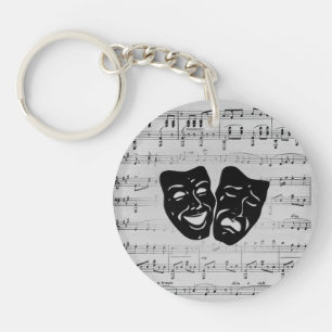 Silver Music and Theater Masks Schlüsselanhänger