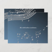 Silver Music Bar Mitzvah/Empfang Card Einladung (Vorne/Hinten)