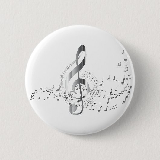 Silver Musiknotens Button (Vorderseite)