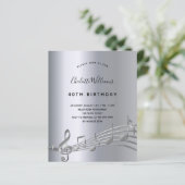 Silver Musiknotens - Einladung zum Geburtstag (Stehend Vorderseite)