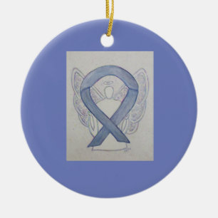 Silver Mystic Awareness Ribbon Angel Art Ornamente