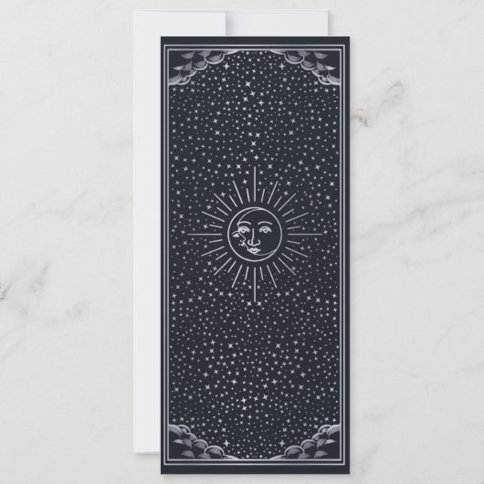 Silver Mystical Sun Moon Tarot Card Save the Date Einladung (Rückseite)