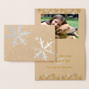 Silver n Gold Foil Falten Foto Weihnachtskarte Folienkarte