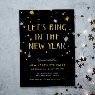 Silver n Gold Starburst New Year Party Invitation Einladung