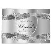 Silver Name elegante Geburtstagsparty Große Geschenktüte (Rückseite)