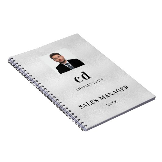 Silver Name Initials Foto Notizblock (Rechte Seite)