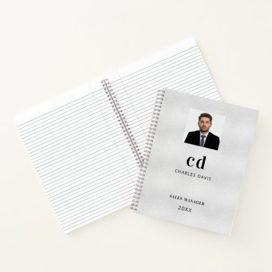 Silver Name Initials Foto Notizblock (Innenseite)