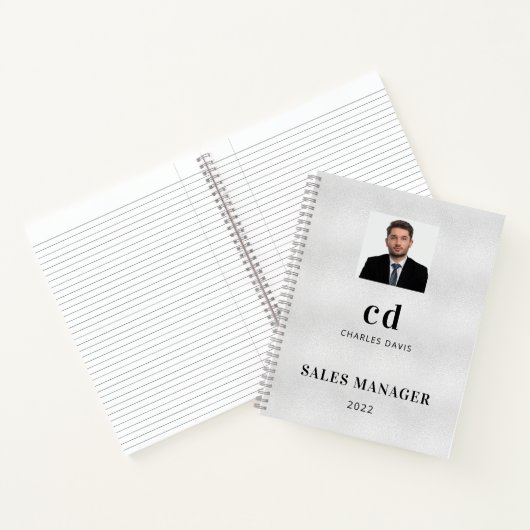 Silver Name Initials Foto Notizblock (Innenseite)