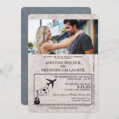 Silver Nashville Passport Wedding Einladung (Vorne/Hinten)