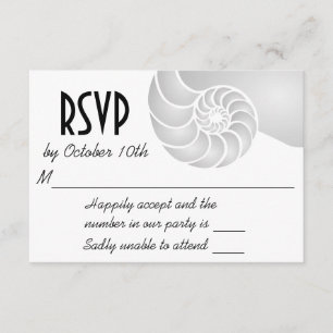 Silver Nautilus Muschel Beach Wedding RSVP Karte